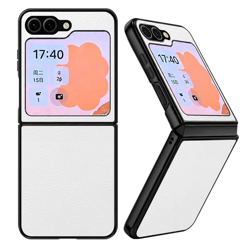 Schwarze Litchi Grain PU-Leder Handyhülle mit hartem PC-Rahmen für Samsung Galaxy Z Flip8, Flip7, FE, Flip6, Flip5, Flip4 und Flip3 - Bild 4