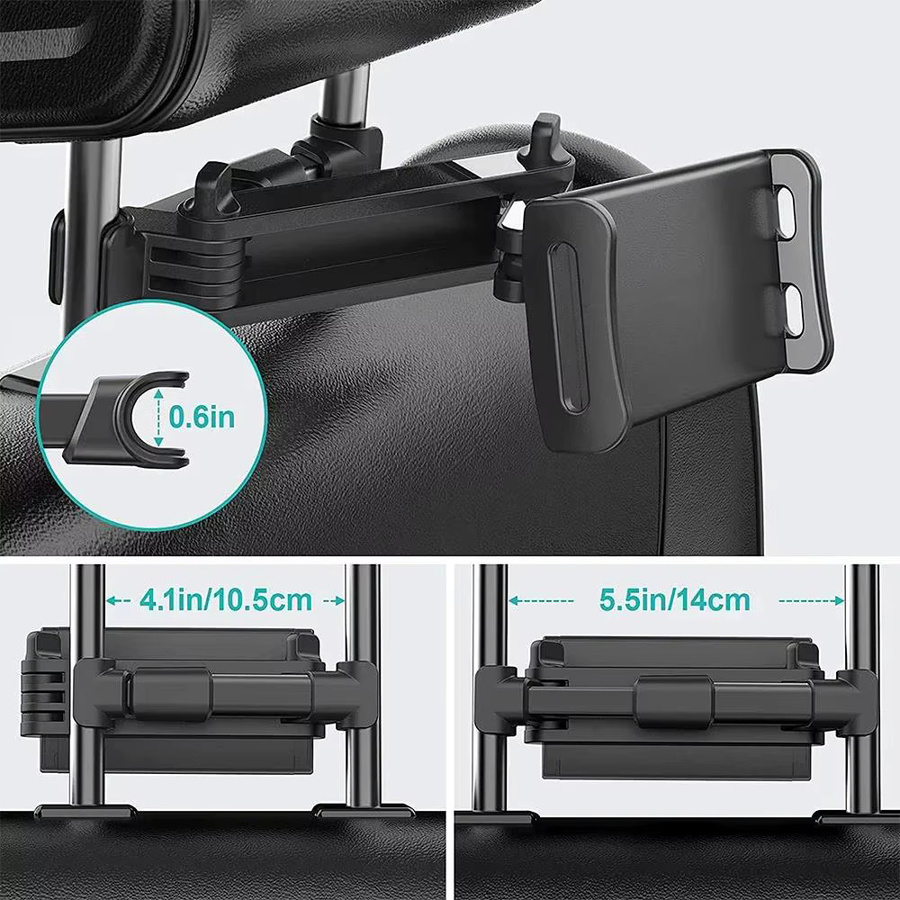 QUERPXAF Auto Tablet Halterung für Rücksitz Kopfstütze, 360 Grad Rotation für iPad Air und Tablets von 4 bis 11 Zoll, Farbe: Schwarz - Bild 3