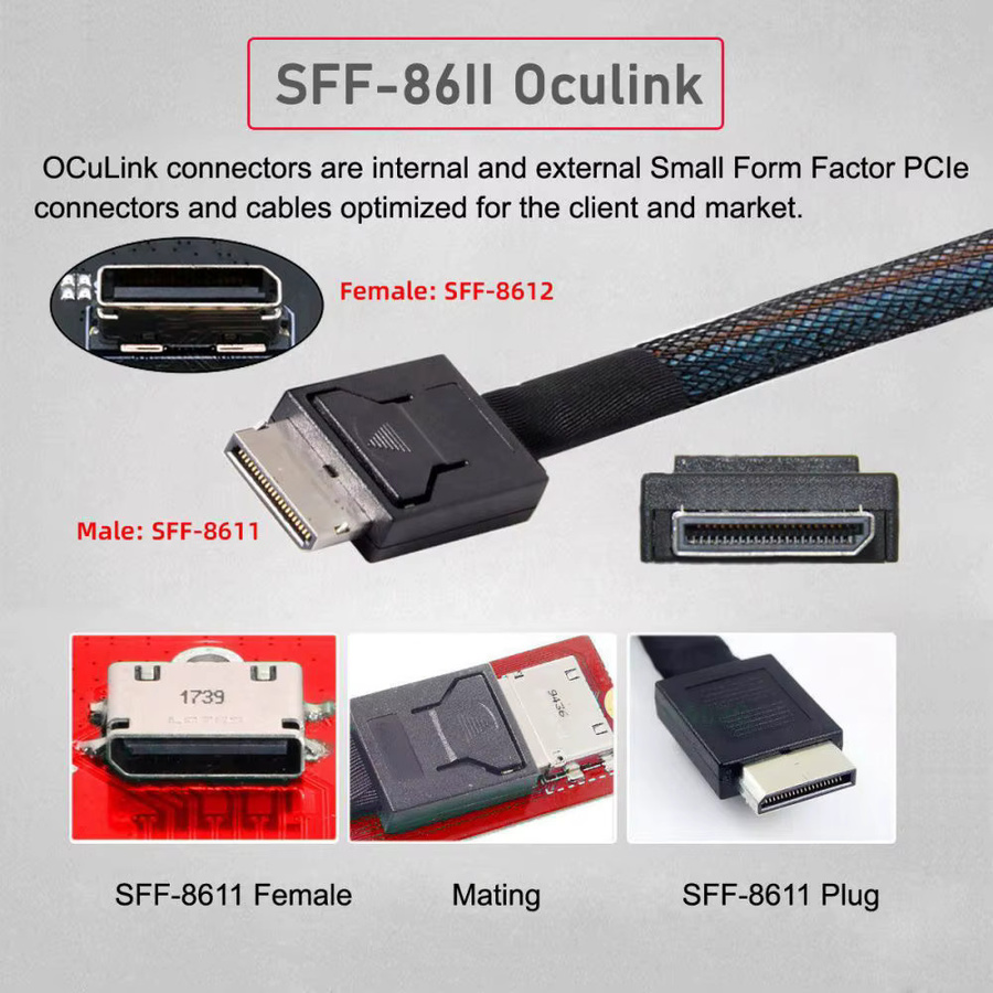 MANDERUILT Oculink auf Dual M.2 NVMe NGFF M-Key PCIe SSD Adapter für Mainboard, Schwarz - Bild 2
