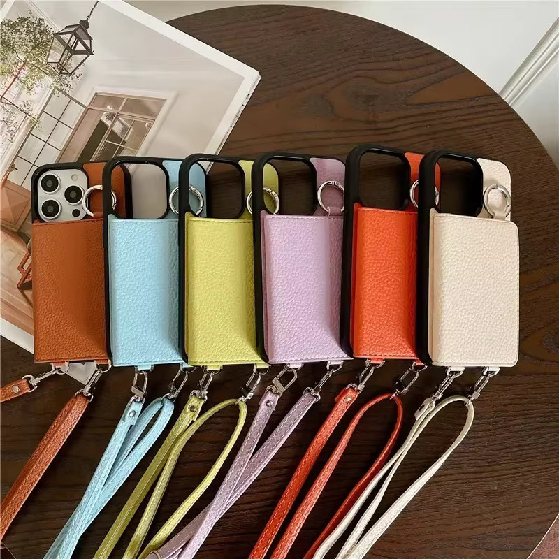 szHAIyu Umhängetasche aus Leder für iPhone 11 12 13 14 15 16 Pro Max und XS mit Kartenhalter und stoßfester Abdeckung in Weiß - Bild 3