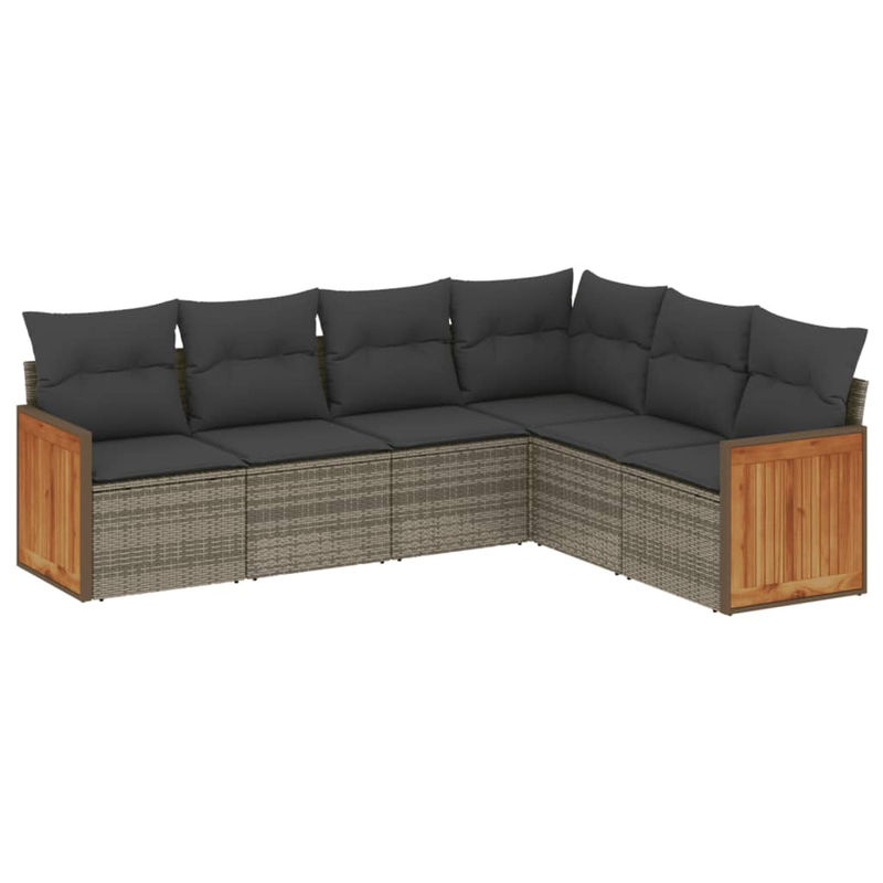 Vidaxl Gartenmöbel-Set aus Polyrattan mit 6 Teilen und Kissen, Grau - Bild 2