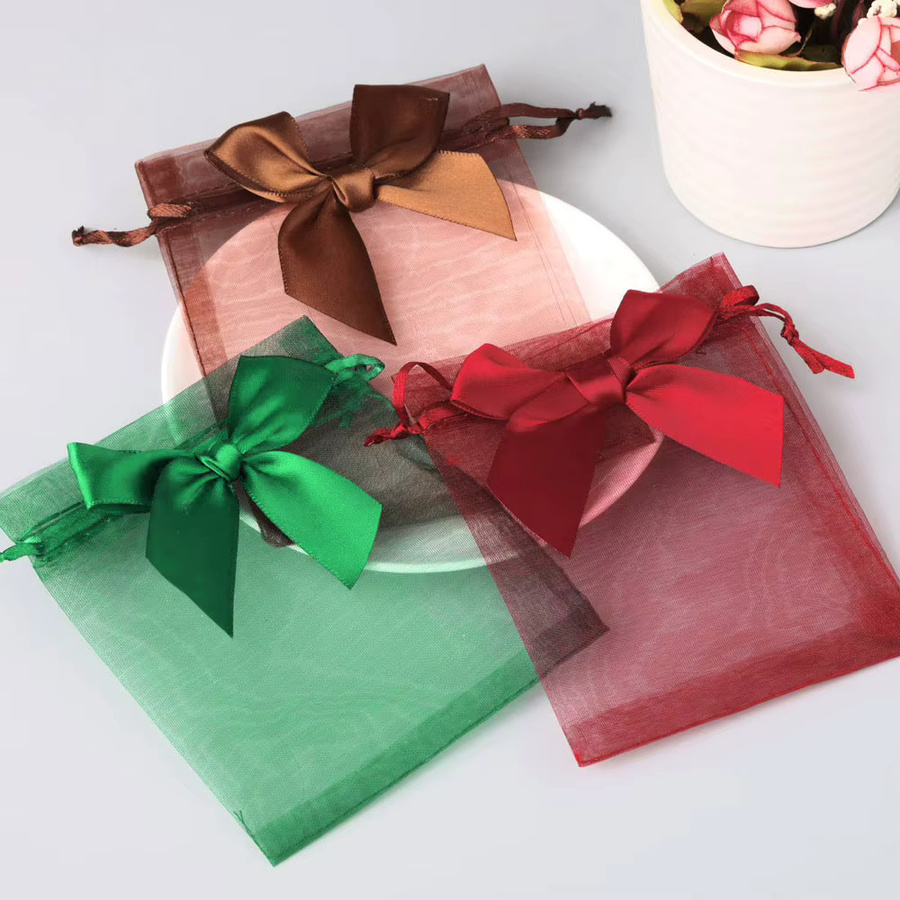 Chanfar Organza Geschenkbeutel mit Schmetterlings-Applikation, 10er Set, Weiß, B: 9 cm, H: 12 cm - Bild 3
