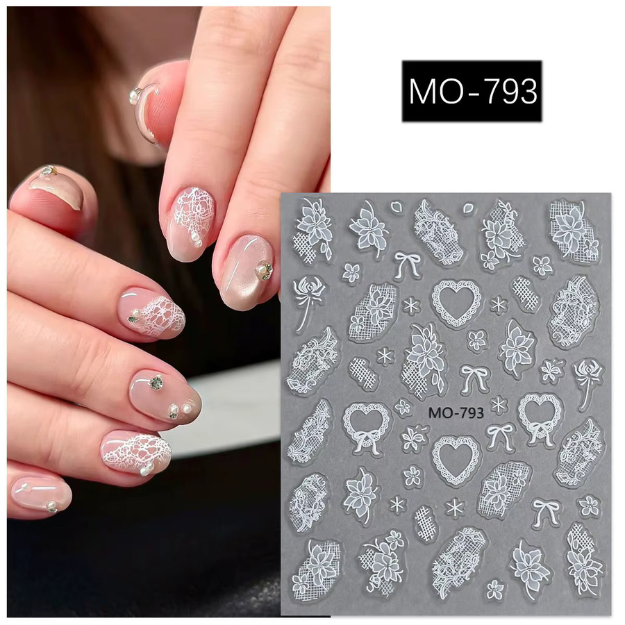 Misscheering Nagelaufkleber, Weiß, Glänzend, 3D Spitzen-Design - Bild 2
