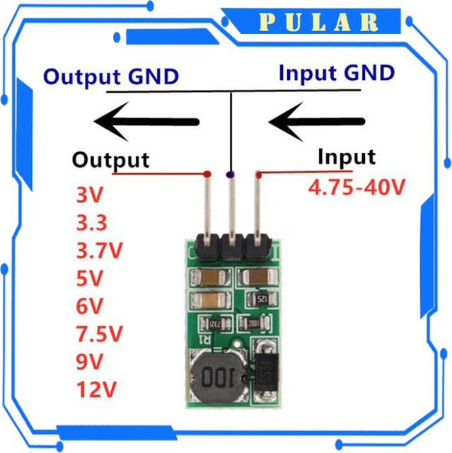 SAMIORE ROBOT DC-DC Step-Down-Buck-Wandler-Modul PLR DD4012SA 1A Regler, Farbe: Grün - Bild 1
