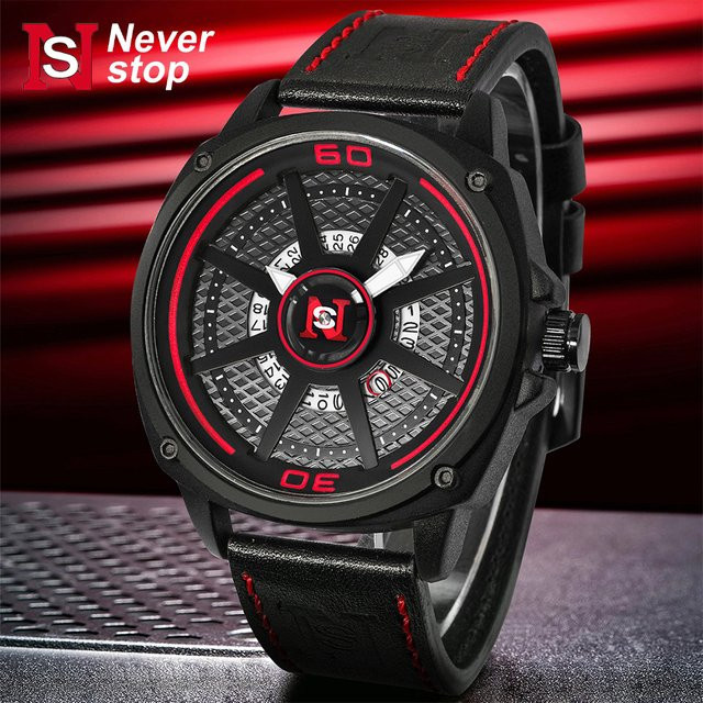NS Leisure Armbanduhr, Quarz, Leder, Schwarz, Herren - Bild 1