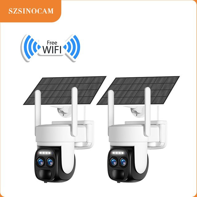 SZSINOCAM 2er-Set WLAN PTZ Outdoor Solar-IP-Kamera mit HD-Videoüberwachung und Akku in Weiß - Bild 1