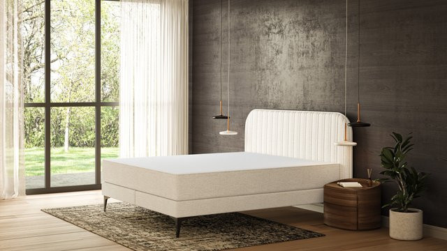 Emma Original Elite Boxspringbett in Beige mit gepolstertem Rahmen, B/T: 140 x 200 cm - Bild 1