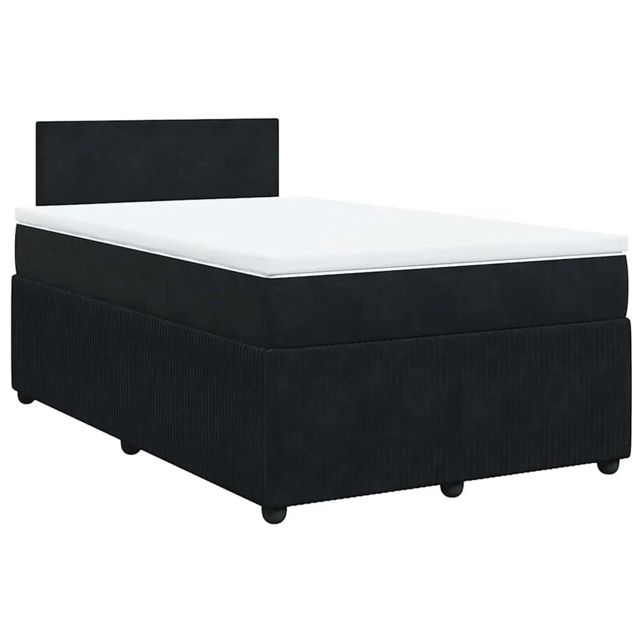 vidaXL Boxspringbett mit Matratze in Schwarz aus Samt mit USB-Anschluss und Unterbettbeleuchtung B/T/H: 120 x 190 x 100,5 cm - Bild 2