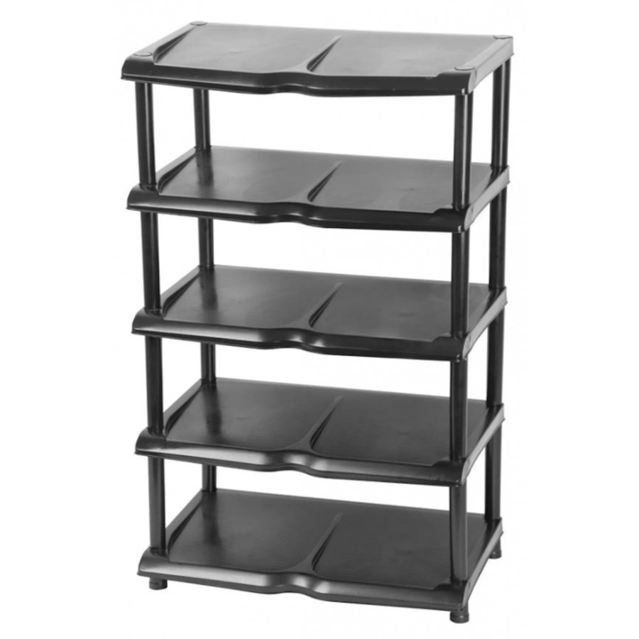 PROREGAL Kunststoffschuhregal Oxford mit 5 Ebenen in Schwarz, H x B x T: 86 x 48 x 30,5 cm - Bild 2
