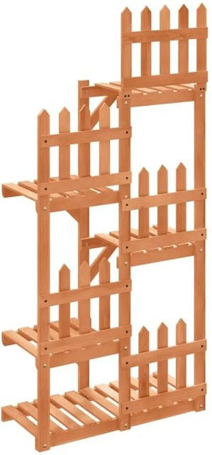 vidaXL Blumenständer aus Massivholz Tanne in Braun im Retro-Design, B/T/H: 60 x 25 x 130 cm - Bild 1