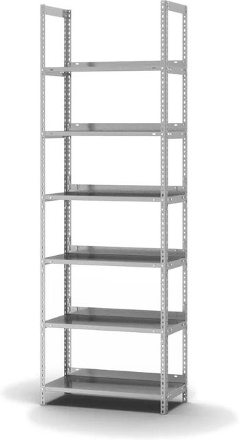 PROREGAL Aktenregal mit Schraubsystem, verzinktes Stahlregal in Silber, 6 Ebenen, H x B x T: 220 x 75 x 30 cm - Bild 1