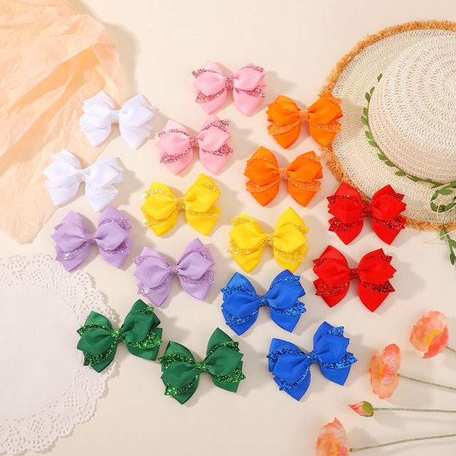 BABY BOWS Haarspangen mit Schleife und Band, Kinder, bunt, glitzernd - Bild 1