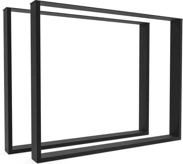 HEVVA Tischbeine BASEL 2er Set Schwarz Metall Modern Tiefe: 90 cm, Höhe: 72 cm - Bild 1