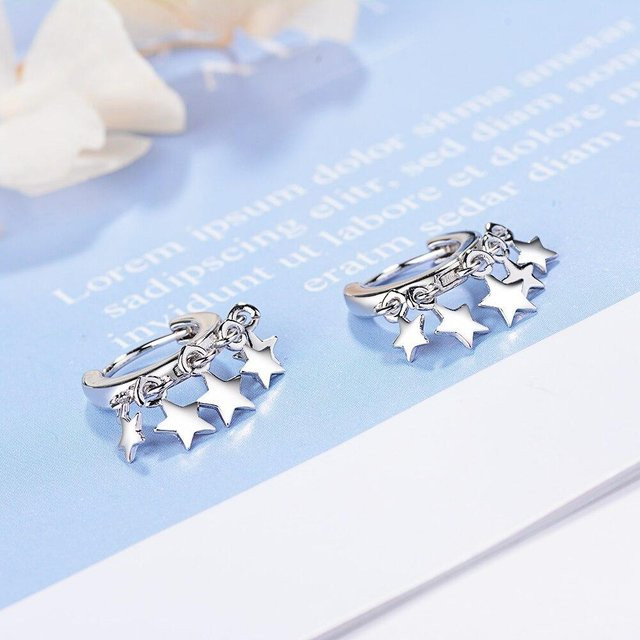 Ohrringe 925 Sterling Silber, Stern, Quaste, Damen, zwei Farben - Bild 1