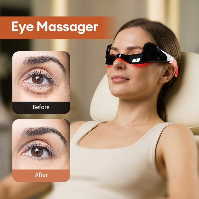 foreverlily Elektrische Augenmassagebrille mit Rotlicht-Therapie, weiß, Unisex - Bild 1