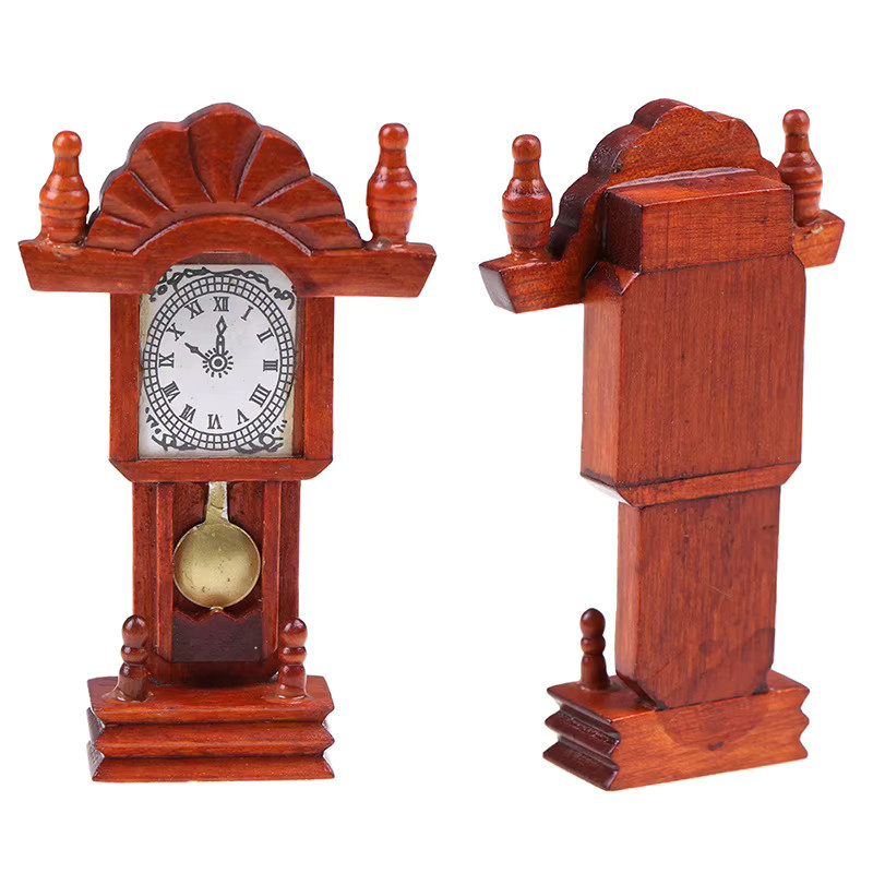 Miniatur-Gartendekorationszubehör, Wohnzimmer-Kollektion, Uhr, Holz, Braun - Bild 3