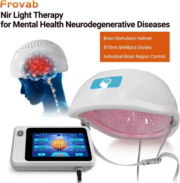 Frovab PBM-Therapiegerät Gehirnstimulations-Helm mit 448 Dioden und 810nm NIR-Licht in Weiß zur Rehabilitation bei Parkinson und Schlaganfall sowie zur Gedächtnisverbesserung - Bild 1
