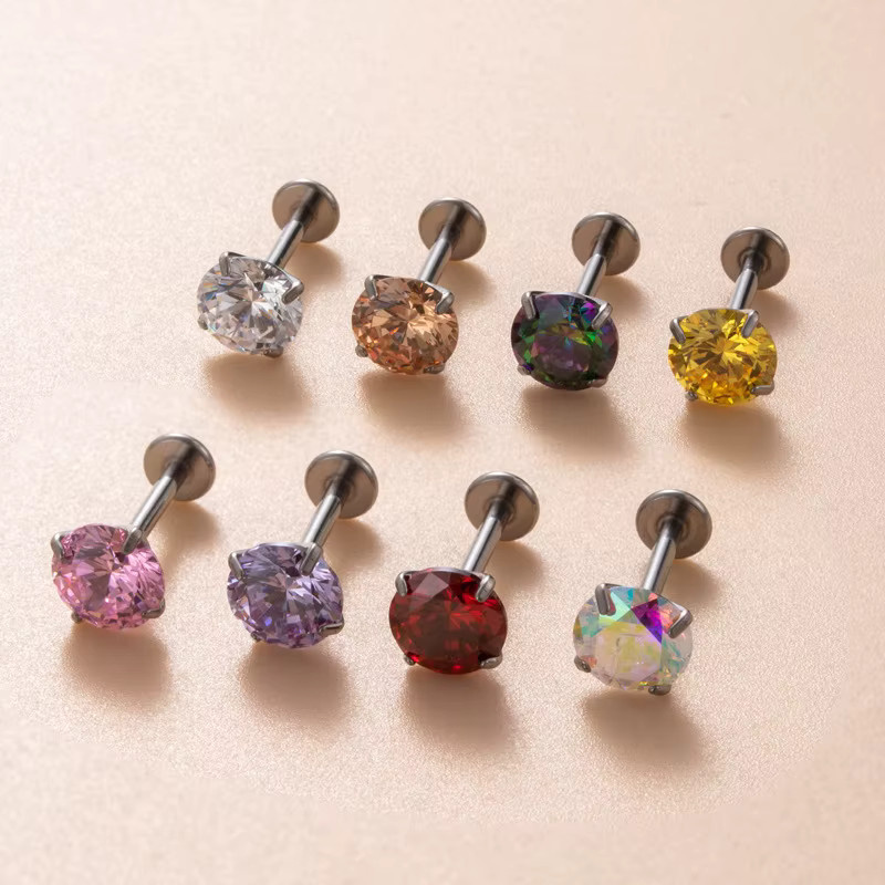 mling Piercing-Ohrstecker Titan, Zirkonia, Silber, Unisex - Bild 2