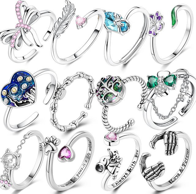 Qikaola Offene Ringe, 925 Silber, Zirkonia, Damen - Bild 1