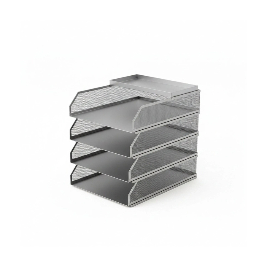 Relaxdays Briefablage aus Metall in Silber mit 4 Fächern, B/T/H: 31 x 25 x 32 cm - Bild 2