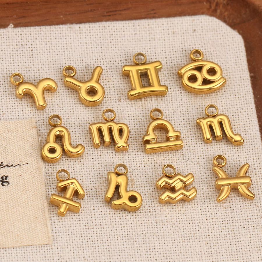 Sternzeichen-Charms Edelstahl, Gold, Unisex - Bild 3