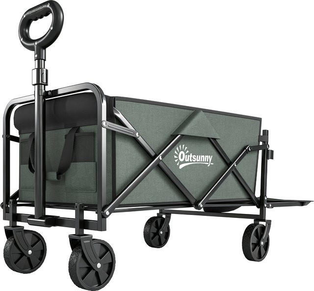 Outsunny Gartenwagen klappbar in Grün mit herausnehmbarer Plane, 72 Liter Volumen und 90 kg Traglast, H x B x T: 92 x 46 x 114 cm - Bild 1