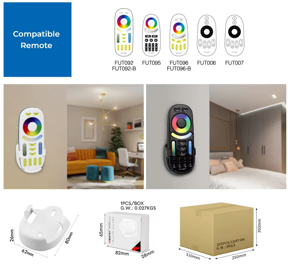 miboxer fut099 Wandhalterung für 2,4g RF Wireless Touch Panel und RGB Fernbedienungen in Weiß - Bild 5