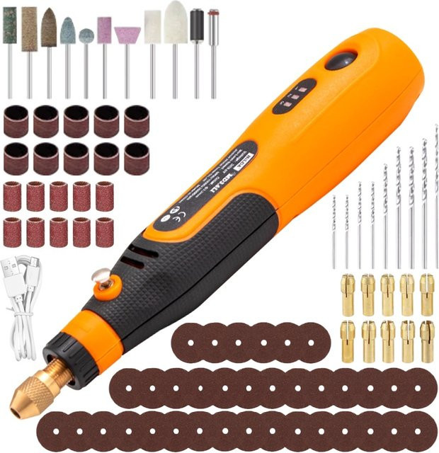 Mini USB Wireless Handheld Bohrmaschine als Akku-Drehwerkzeug in Orange für Gravurarbeiten an Holz, Metall und Glas - Bild 1
