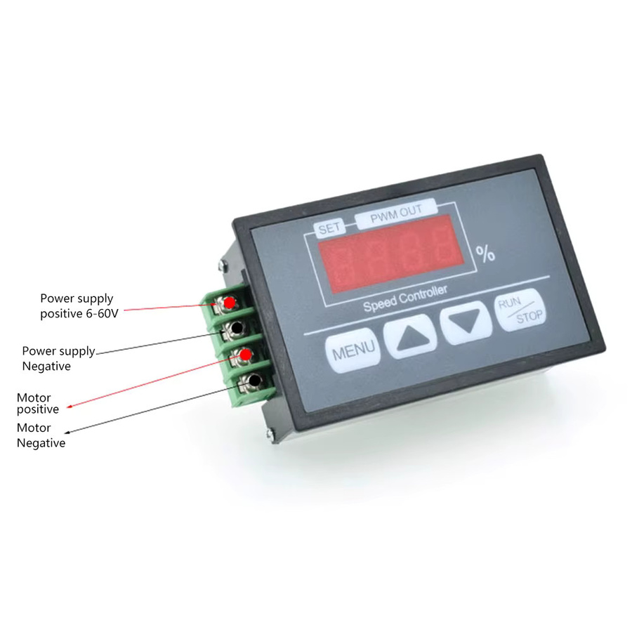 Gaqqee DC Motor Drehzahlregler DC6-60V 30A PWM mit Soft Start/Stop, digitalem Prozentsatz-Display und Tachometer, Schwarz - Bild 2