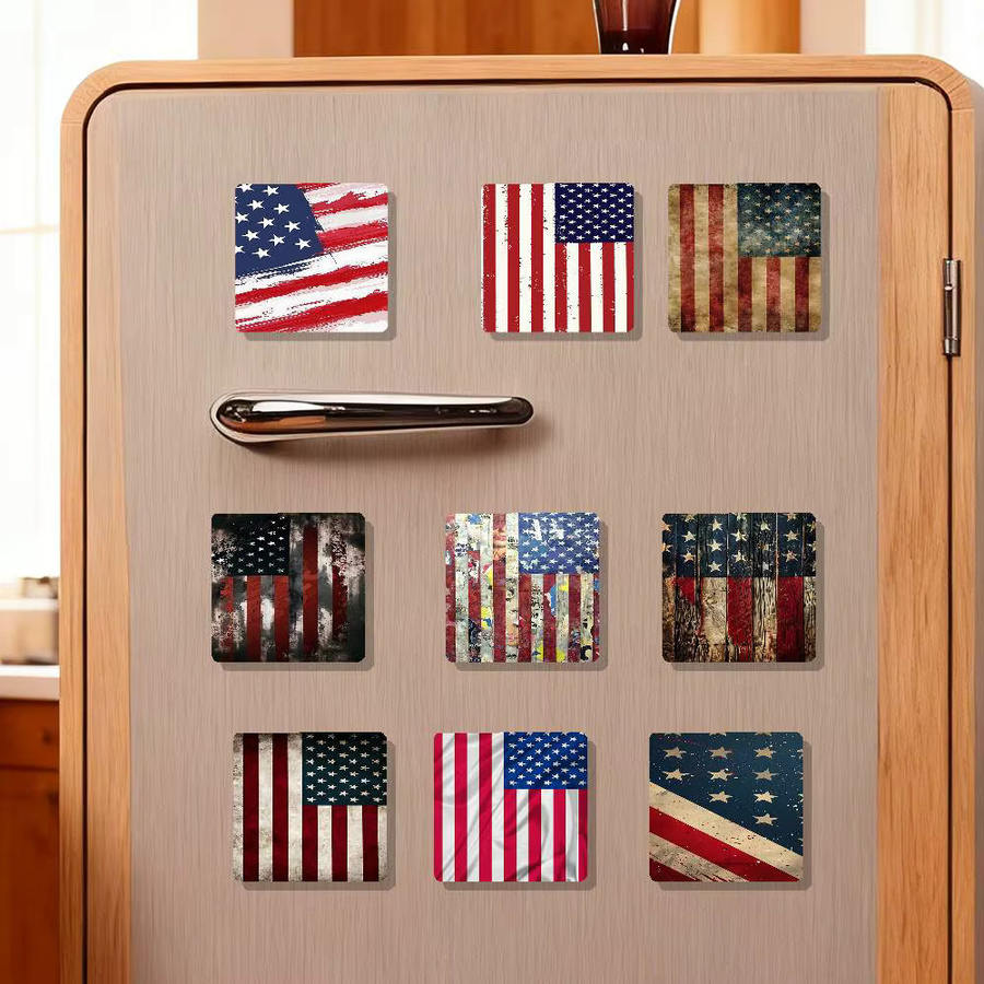 Lustige Cartoon-Tier Kühlschrankmagnete mit amerikanischem Flaggen-Design in Multicolor aus Metall - Bild 1