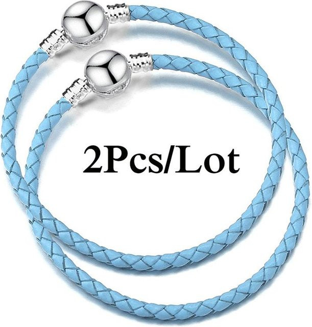 Leder-Kettenarmbänder, 2 Stück, Unisex, 20 cm - Bild 1