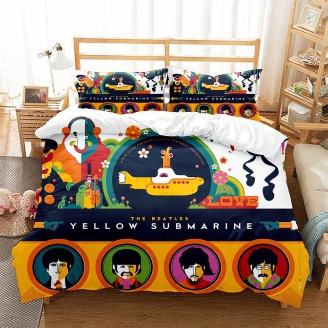 Binchi Fitness The Beatles Motiv Mikrofaser Bettwäsche-Set, 3-teilig, Multicolour, B/H: 180 x 210 cm - Bild 1