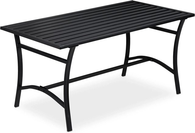 Relaxdays Gartentisch aus Stahl in Schwarz, rechteckig und pulverbeschichtet, B/T/H: 120 x 55,5 x 60 cm - Bild 1