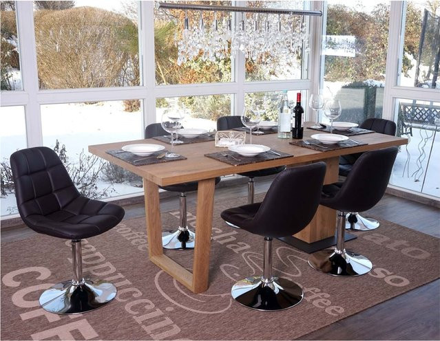6er-Set MCW Esszimmerstühle A60 Drehstühle aus braunem Kunstleder mit Chromgestell - Bild 1