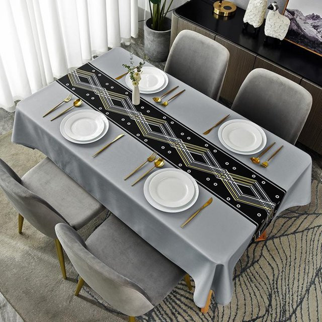 Wucifang Jewelry Moderne Nordische Tischdecke aus Polyester-Baumwoll-Gemisch, Rechteckig, Grau, Wasserdicht und Schmutzabweisend - Bild 1