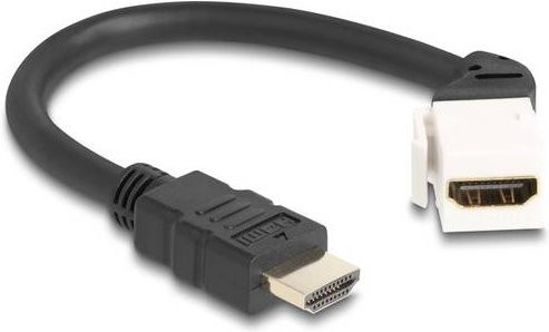 Delock HDMI Anschlusskabel 8K UHD mit vergoldeten Steckkontakten, HDMI-A Buchse zu HDMI-A Stecker, Schwarz und Weiß, Länge: 0,2 m - Bild 1