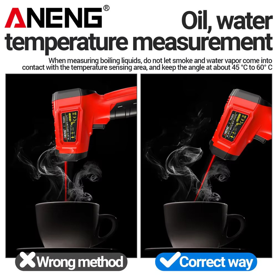 ANENG TH203 Infrarot-Thermometer Digitales Temperaturmessgerät als berührungsloses Pyrometer in Rot - Bild 4