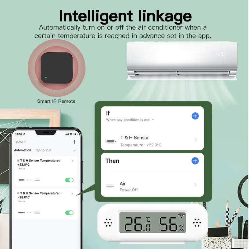 Tuya Zigbee 3.0 Mini Temperatur und Feuchtigkeit Sensor als Smart Home Thermometer und Hygrometer in Weiß für App-Steuerung mit Alexa und Yandex - Bild 3