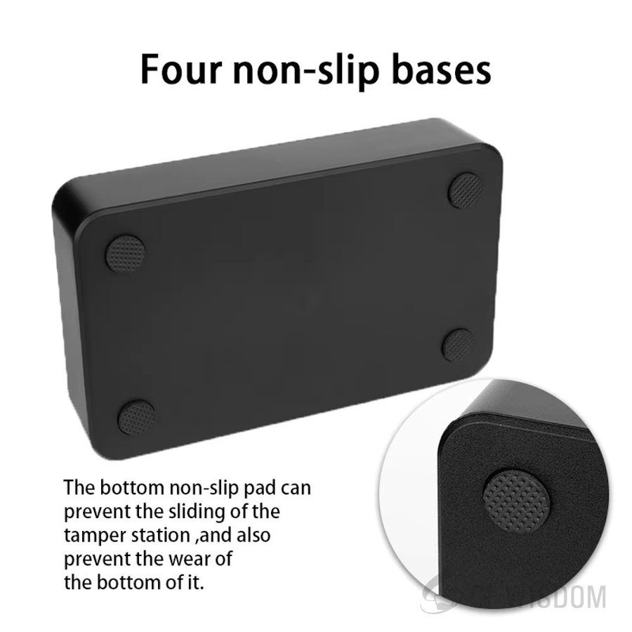 CF Wisdom Espresso Knock Box aus Kunststoff in Schwarz, rechteckige Kaffeesatz-Stampfstation - Bild 6