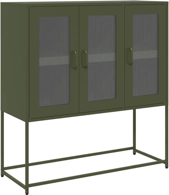 vidaXL Sideboard aus kaltgewalztem Stahl in Olivgrün, B/T/H: 100,5 x 39 x 107 cm - Bild 1