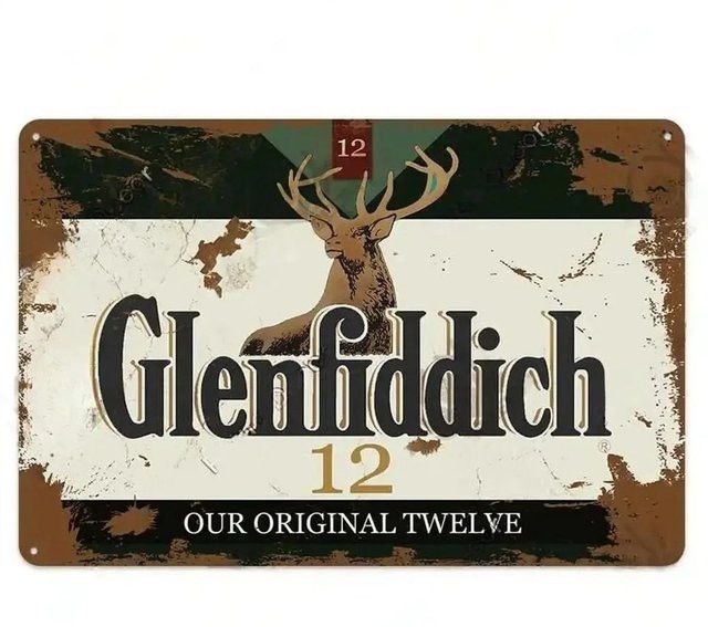Vintage Glentlvet Estd Metallblechschild Wanddekoration aus Eisen, B/H: 20,0 x 14,0 cm - Bild 1