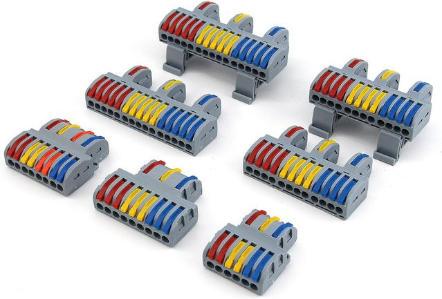 QHJIA Drahtverbinder mit Push-in-Schnellklemmenblöcken und mehreren Eingängen für elektrische Kabel-Pressverbinder und LED-Splitter-Verkabelung - Bild 1