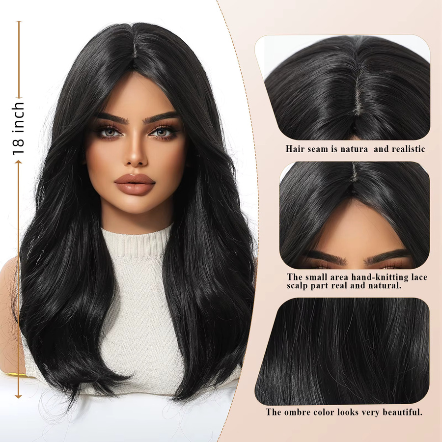 EASIHAIR Perücke, schwarz, mittellang, lockere Wellen, Damen - Bild 3
