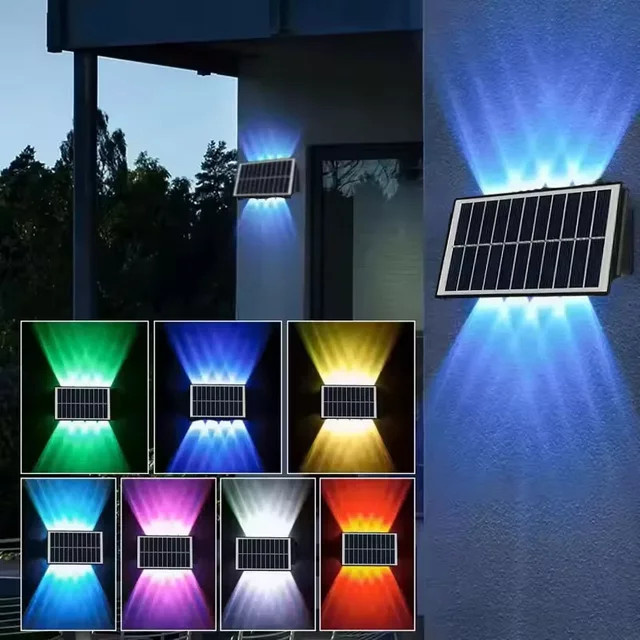 VENUSWING Solar-LED-Wandleuchte für den Außenbereich in Schwarz, moderne Up-and-Down-Beleuchtung für Garten, Balkon und Innenhof - Bild 1