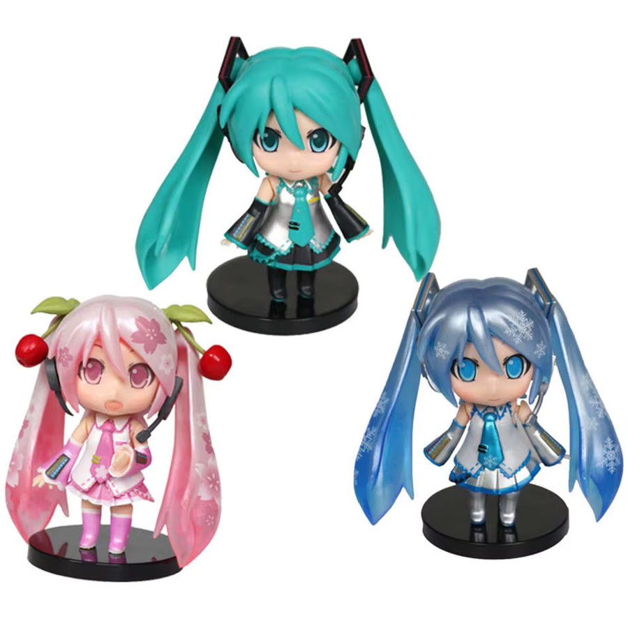 Bandai Anime Figur Hatsune Miku Mini Charakter Ornament in Rosa und Grün als Tischdekoration - Bild 3