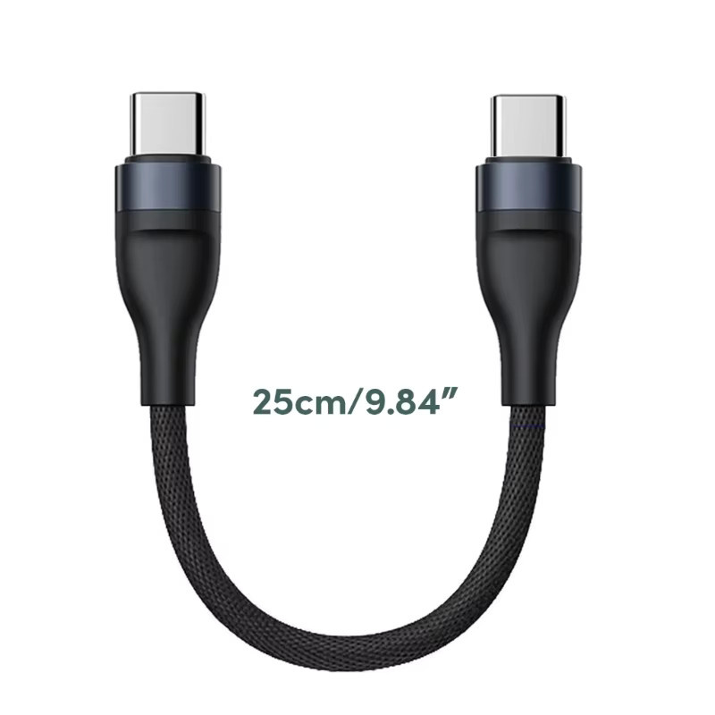 USB-C Ladekabel 66W mit Datenübertragung 480 Mbit/s, weißes Nylon-Geflecht, Länge: 25 cm - Bild 4
