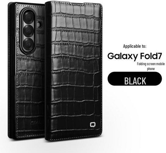 Chali Echtleder Magnetisches Flip Case für Samsung Galaxy Z Fold7 in Schwarz - Bild 1