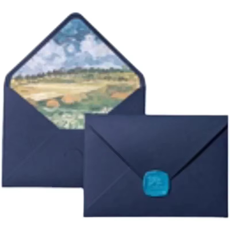 5 Stück Van-Gogh Briefumschläge in Blau mit Futter für romantische Einladungen und Postkarten - Bild 5