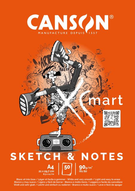 Canson CANXSMART Sketch&Notes Block, 50 Blatt, A4, naturweiß - Bild 1