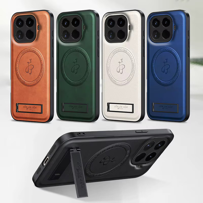 Magnetische Lederhülle für Xiaomi Mi 17T Pro mit Ständer und MagSafe Wireless Charging, Schwarz - Bild 5